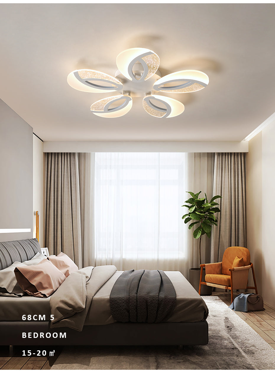 Modern Flush Mount Dimmable Remote Control Flower Floral Ceiling Lighting