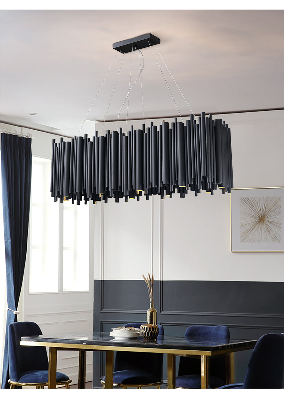 Modern Chandelier Black Stainless Steel Lights Furniture