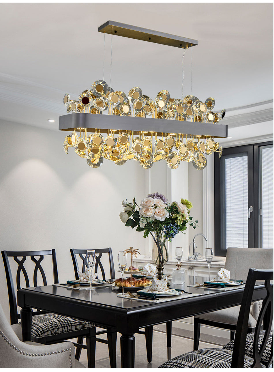 Modern Chandelier Crystal Diamond Glass With Golden Metal LED Suspension Lamps
