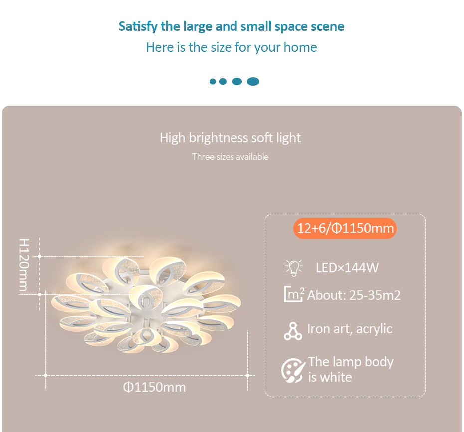 Modern Flush Mount Dimmable Remote Control Flower Floral Ceiling Lights