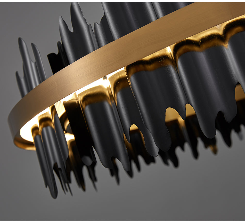 Modern Chandelier Matte Gold Or Copper Ring Lampshade LED Strip Lighting Fixtures