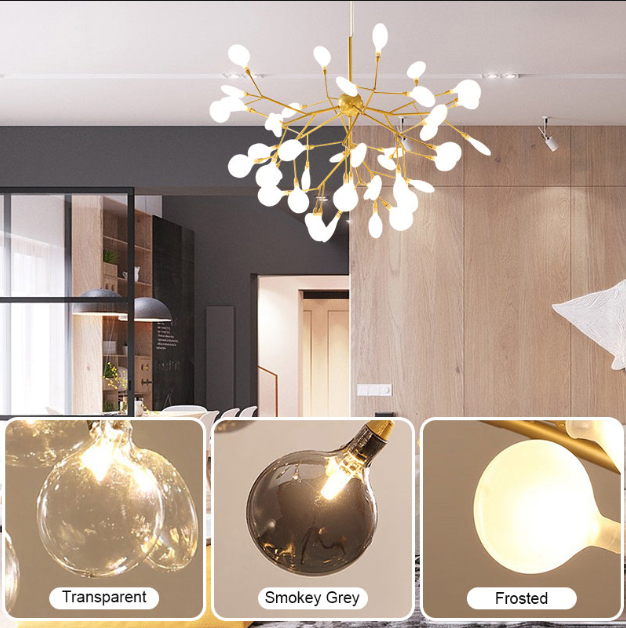 Modern Chandelier Plant Shape LED Frosted Color Capping