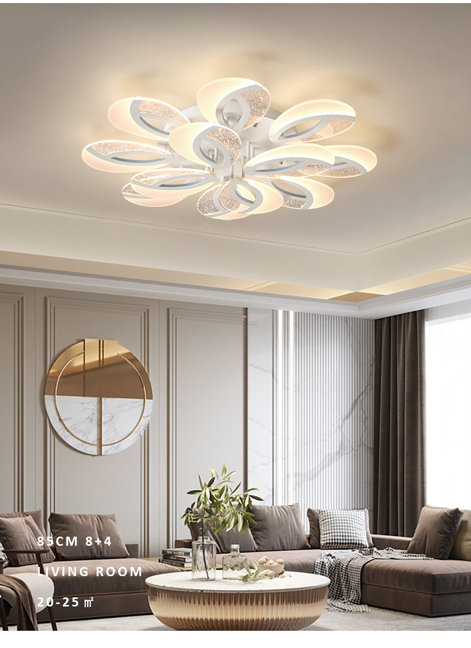 Modern Flush Mount Dimmable Remote Control Flower Floral Ceiling Lights For Living Room