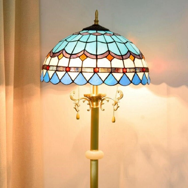 Traditional Floor Lamp Tiffany Style Stained Glass Lamp Shade Decor