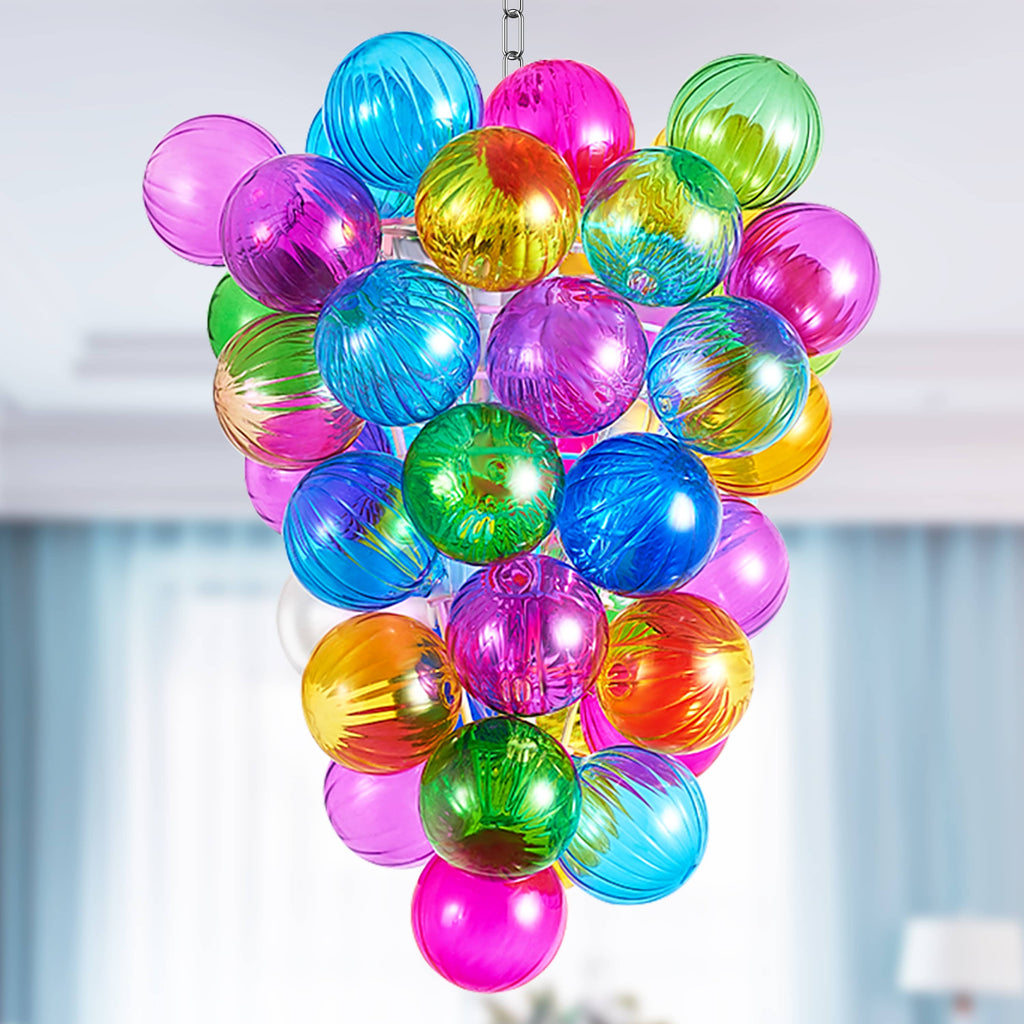 Colorful Bubbled Blown Glass Ball Chandelier For Kid's Room