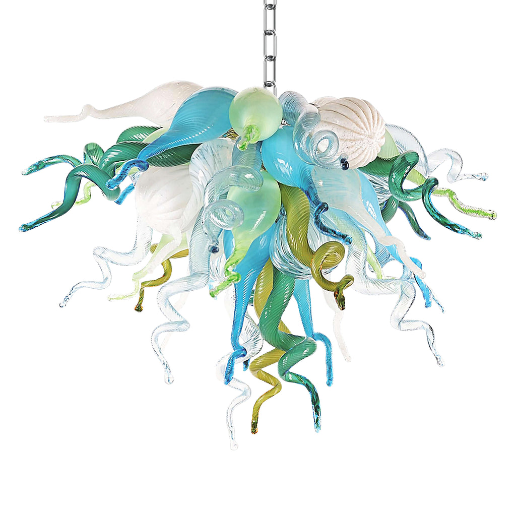 Modern Chihuly Blown Glass Chandelier Multi Colors