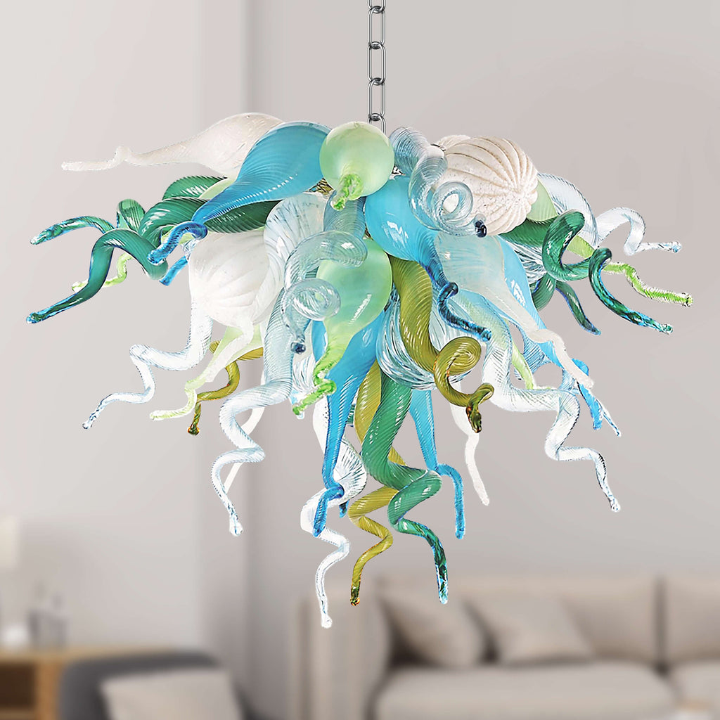 Modern Chihuly Blown Glass Chandelier Multi Colors