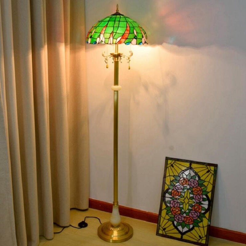 Antique Floor Lamp Tiffany Style Stained Glass Lamp Shade Decor