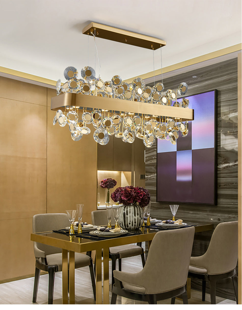 Modern Chandelier Crystal Diamond Glass With Golden Metal LED Lights Fixture