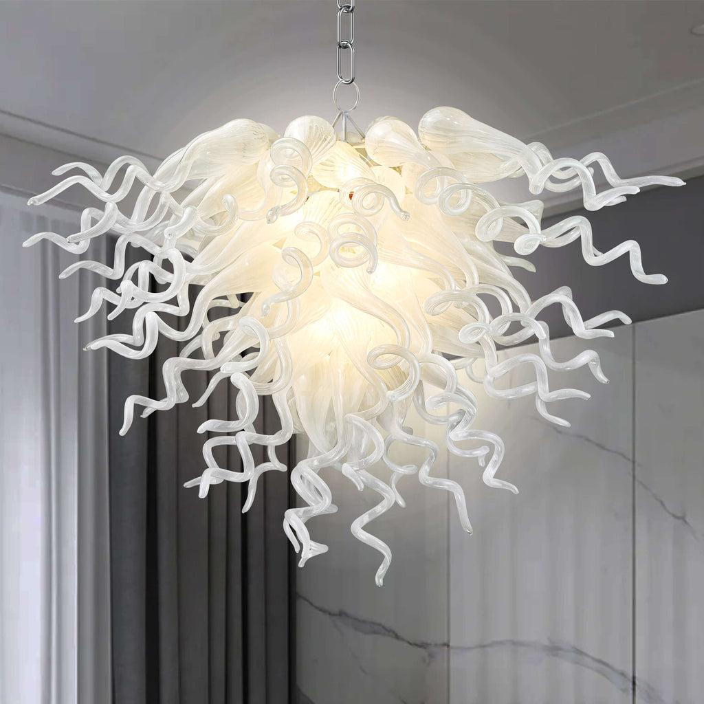 Chihuly Blown Glass Chandelier Pearl White Home Decor