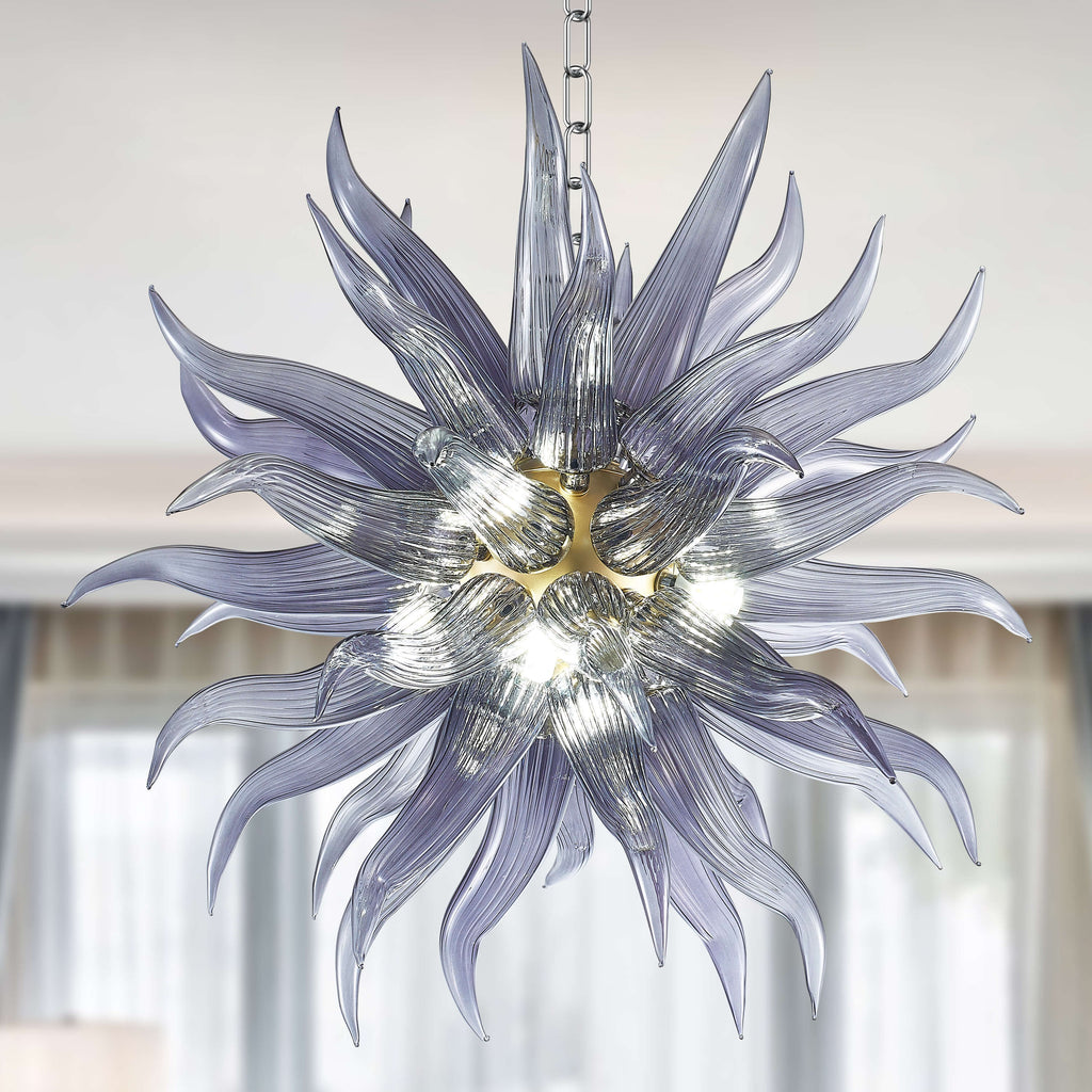 Modern Unique Blown Glass Chandelier Louse/Grey