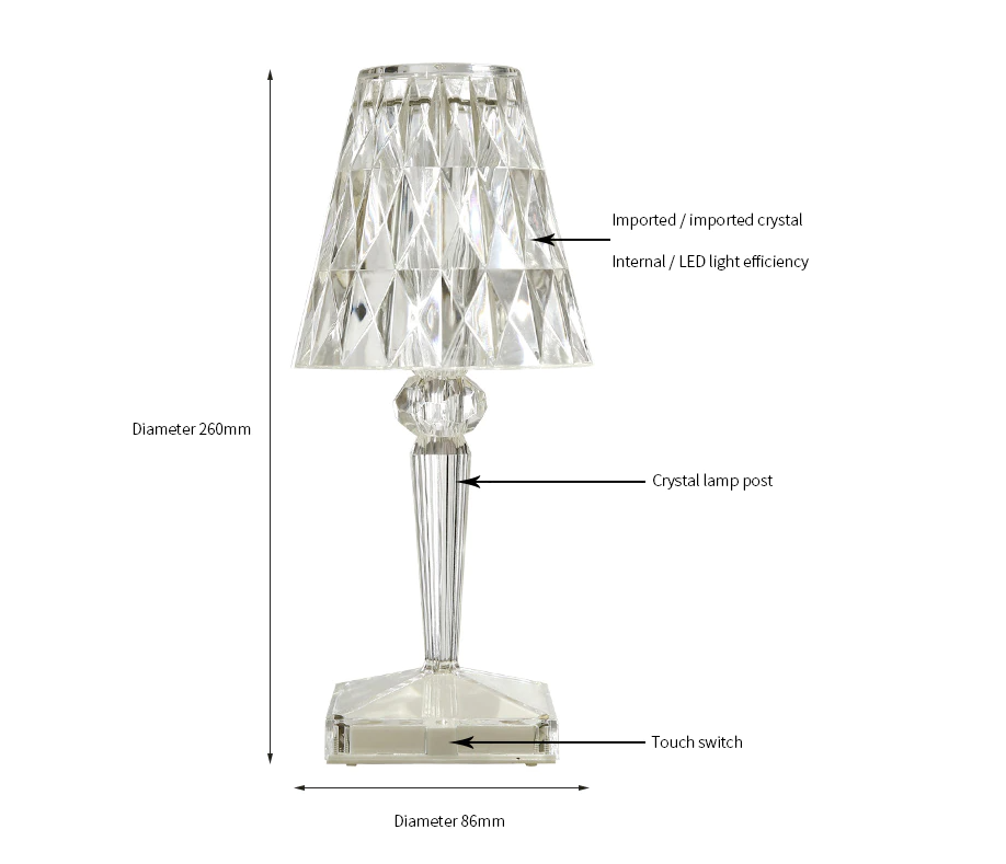 Modern Table lamps Colored Acrylic Crystal Lampshade For Bedside