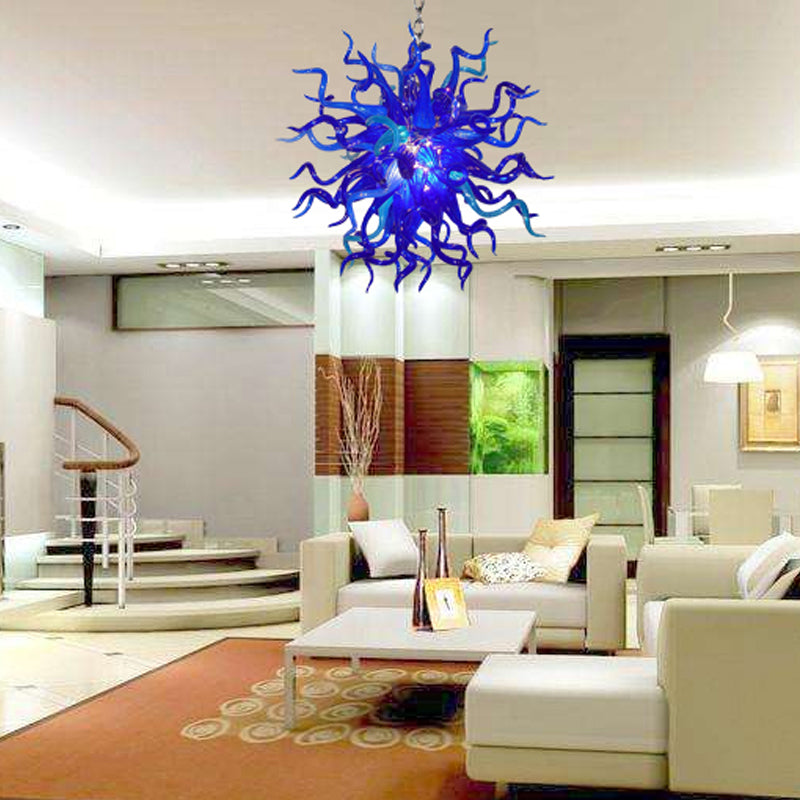 Blue Passion Blown Glass Chandelier Chihuly Type
