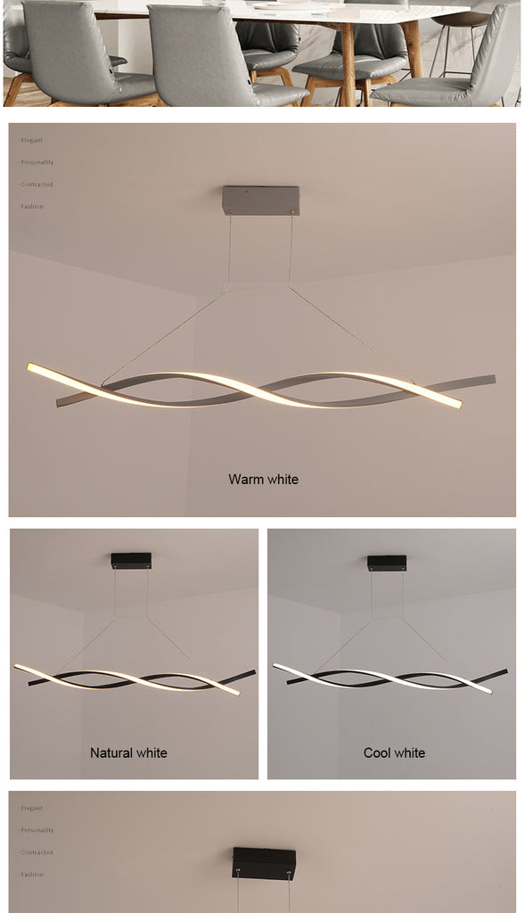 Modern Chandelier Aluminum Wave Luster Vitalize Hanging Lights