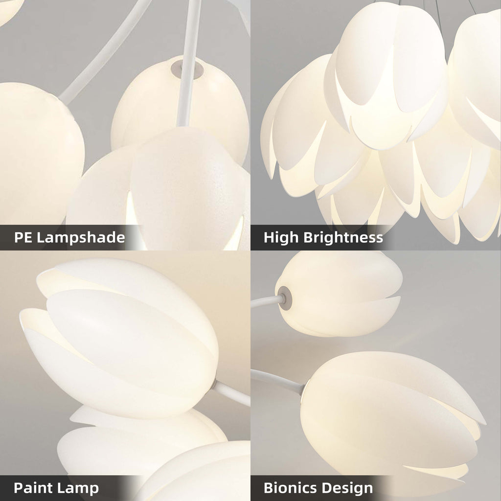 Modern Tulip 7 Heads Ceiling Chandelier In White Color