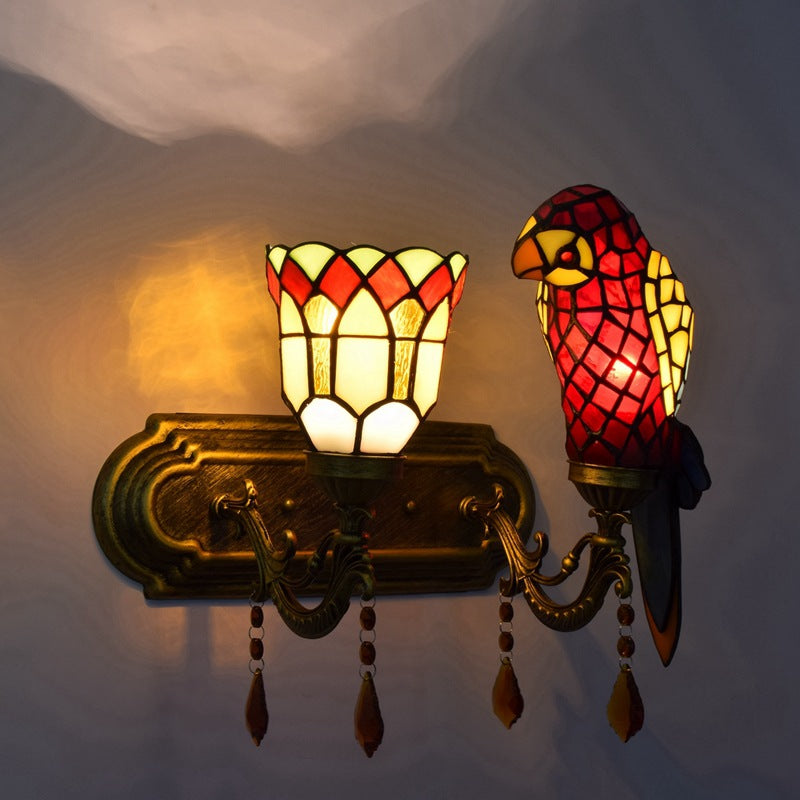 Stained glass wall light