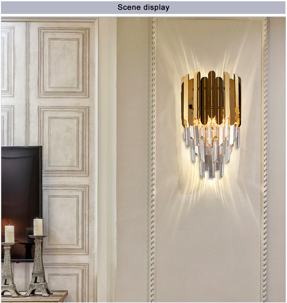 Modern Brass Steel Crystal Pendants Wall Lamps