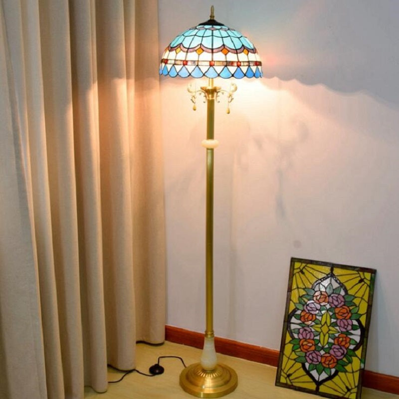 Traditional Floor Lamp Tiffany Style Stained Glass Lamp Shade Decor