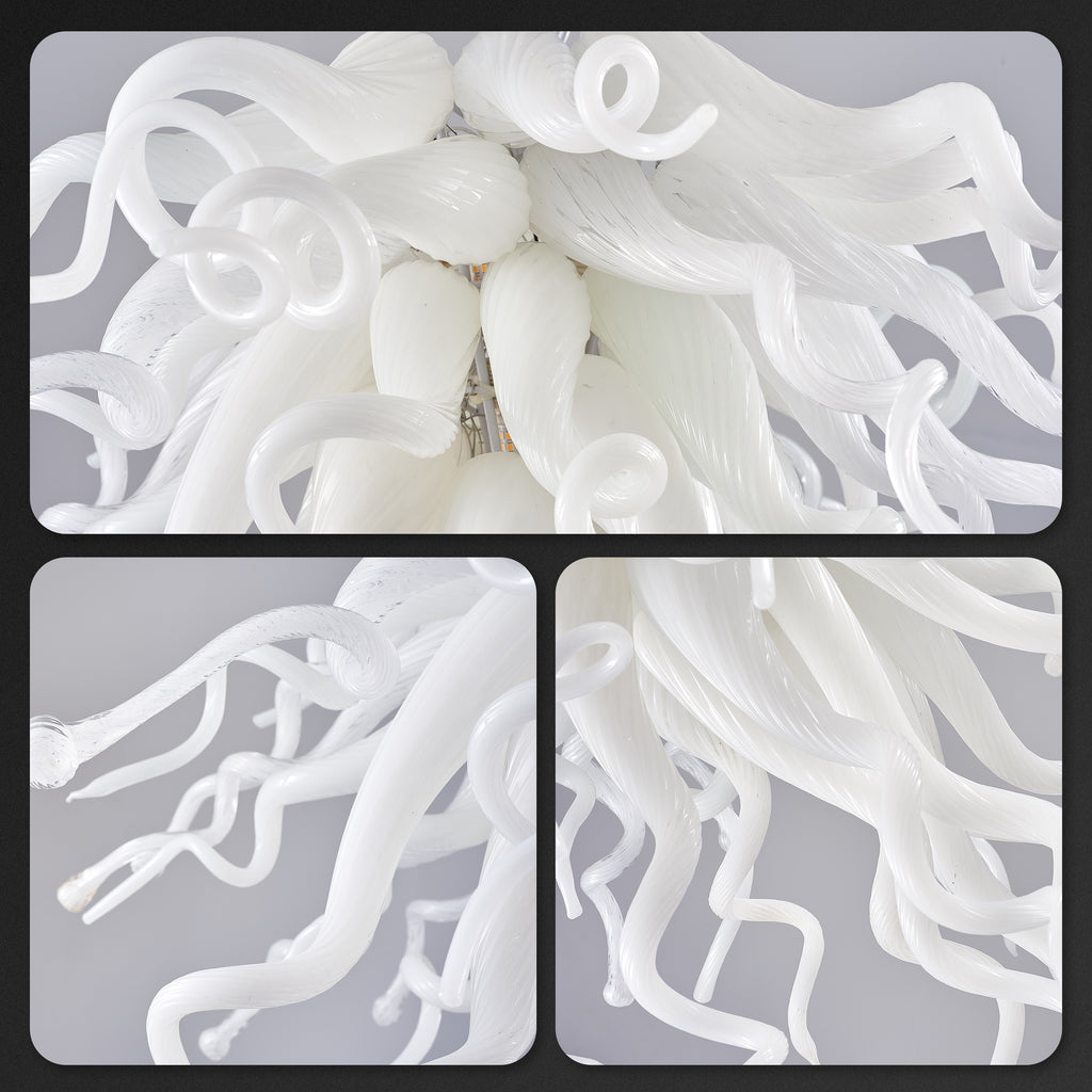 Chihuly Style Murano Glass Chandelier White Color