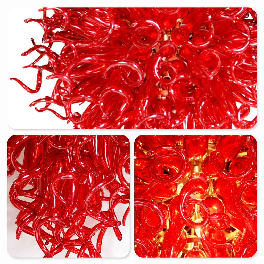 Red Large Chihuly Style Blown Murano Glass Chandelier