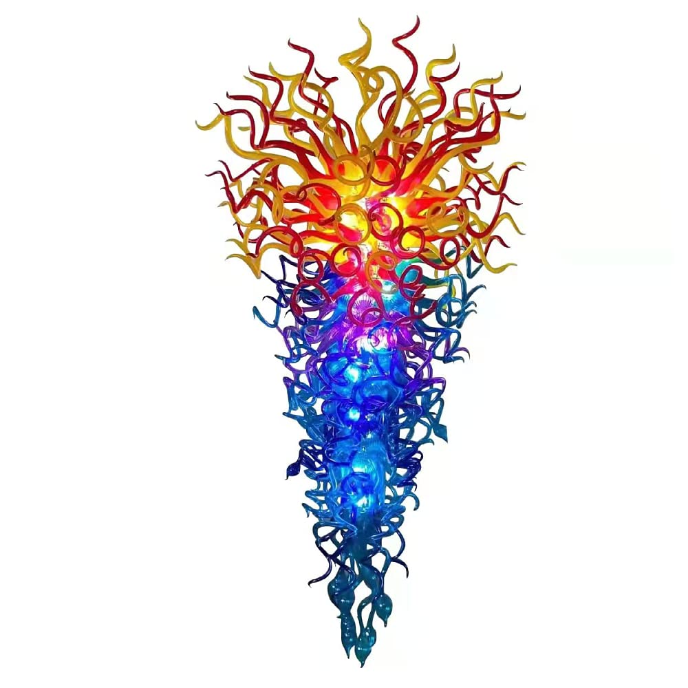 Giant Chihuly Blown Glass Chandelier Multi Colors Inverted Cone Shape