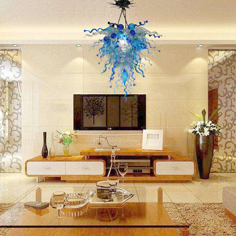 Blown Glass Chandelier Blue And Clear Chihuly Style Ornament