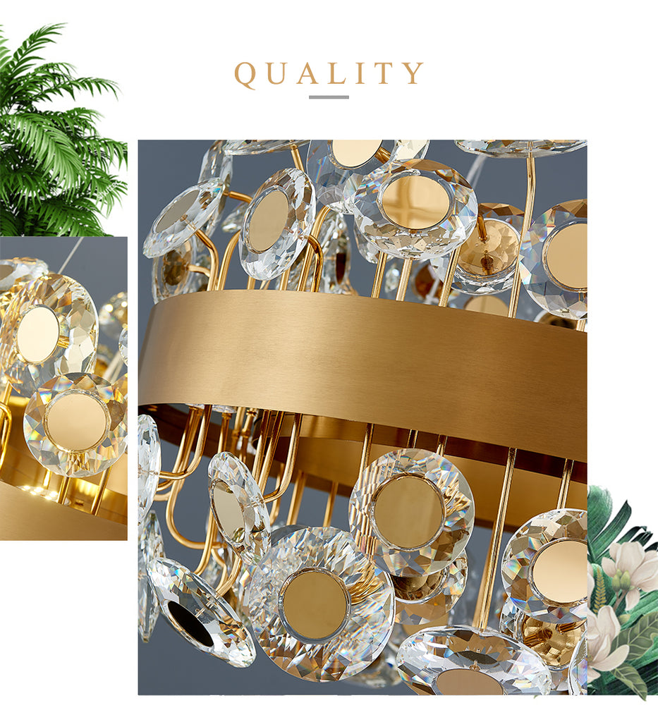 Modern Chandelier Crystal Diamond Glass With Golden Metal LED Decorative Lights