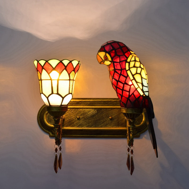 Stained glass wall light