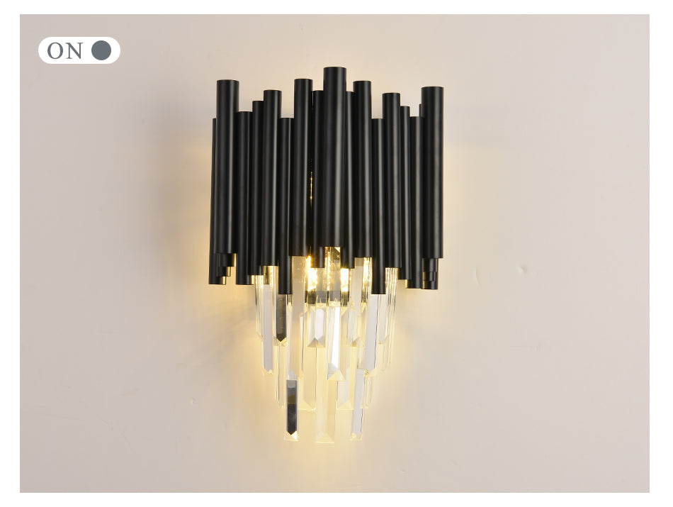 Modern Black Matte Steel Crystal Pendants  Wall Lights