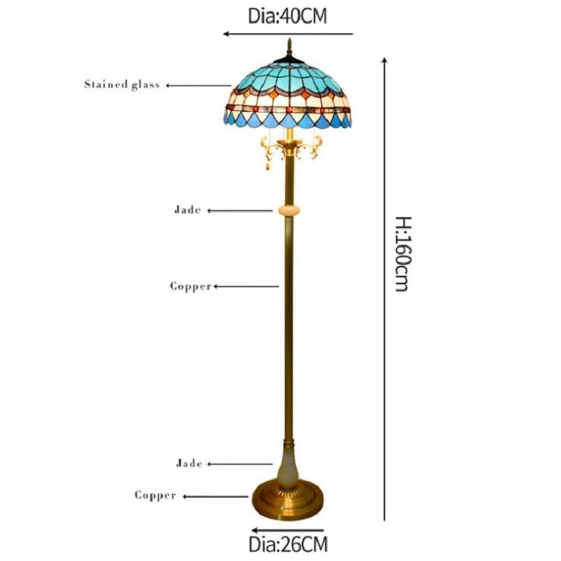 Traditional Floor Lamp Tiffany Style Stained Glass Lamp Shade Decor