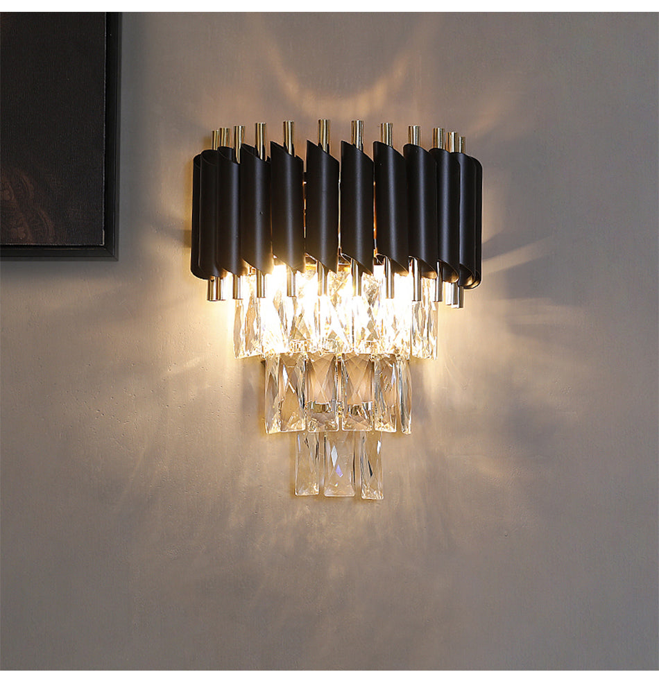 Modern Black Gold Metal LED Crystal Wall Lights