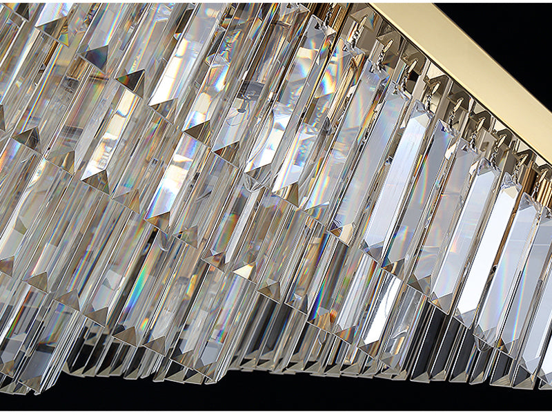 Modern Chandelier Square Steel Base Crystal Pendants Ceiling Lights