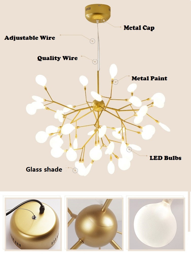 Modern Chandelier Plant Shape LED Frosted Color Capping Decorative Lighting