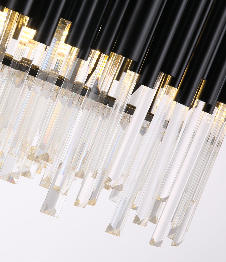 Modern Chandelier Black Metal Paint Crystal Pendants