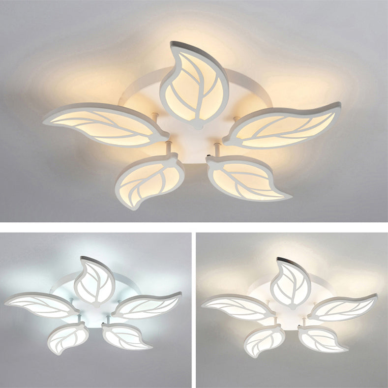 Modern Ceiling Light Leaf Shape LED For Bedroom