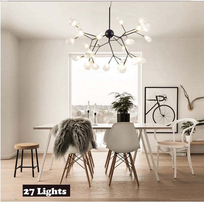 Modern Chandelier Plant Shape LED Frosted Color Capping Lighting Art