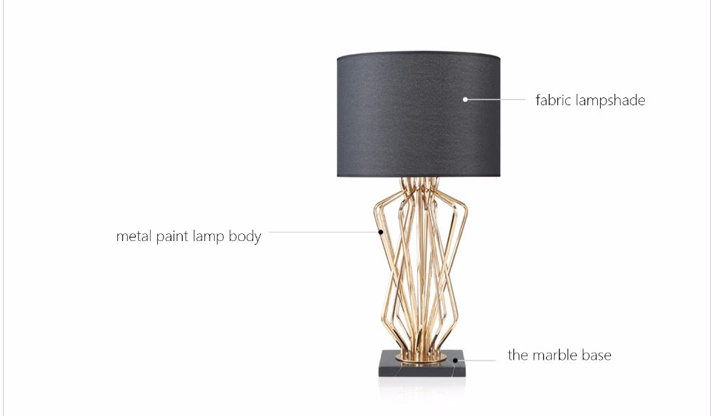 Black Marble Base Golden Frame Bedside Table Lamps  Supplier