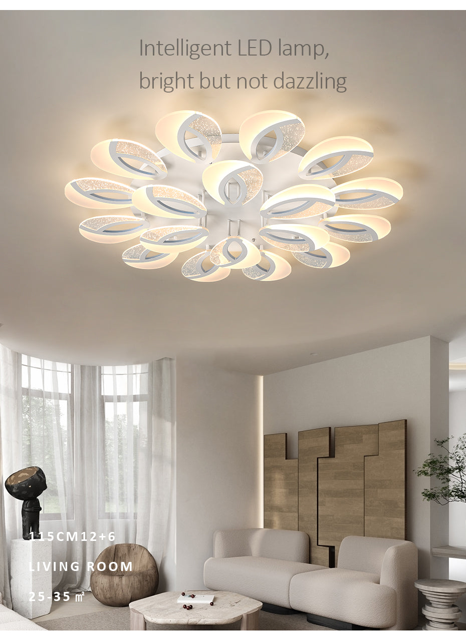 Modern Flush Mount Dimmable Remote Control Flower Floral Ceiling Lamp