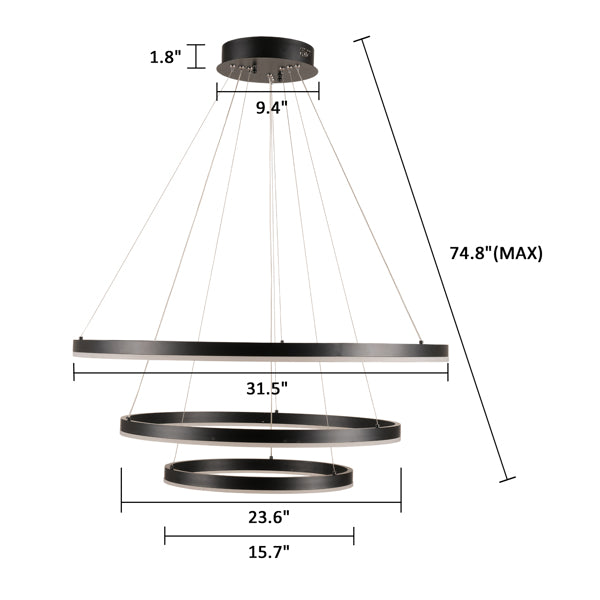 Modern Round Circular Geometric LED Pendant lamp Line Tiered Chandelier 72703949