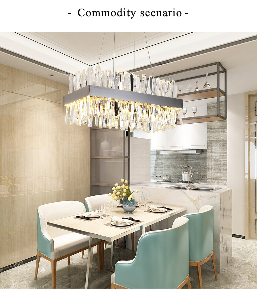 Modern Chandelier Clear Crystal Stainless Steel Hanging Lamps