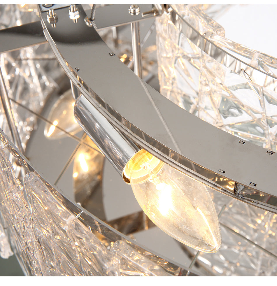 Modern Stainless steel Clear Glass Chandelier