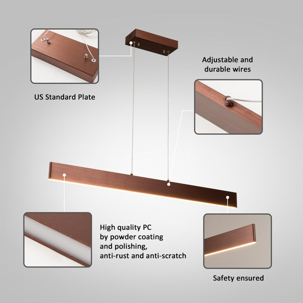 Minimalist designer Nordic Linear LED Strip Pendant Recessed Into Aluminum