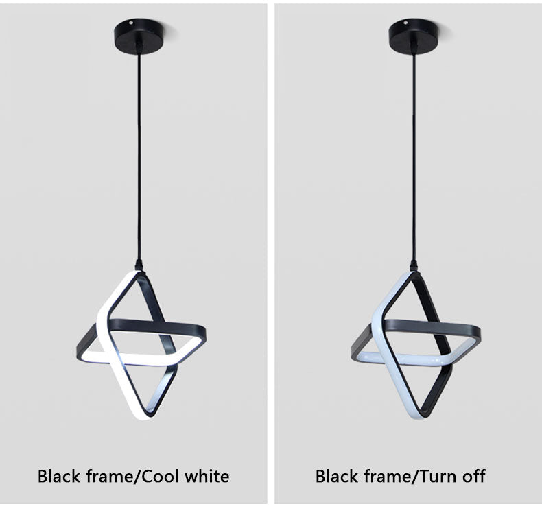 Modern Pendant Light Minimalist Black Or White Frame LED Lighting Fixture