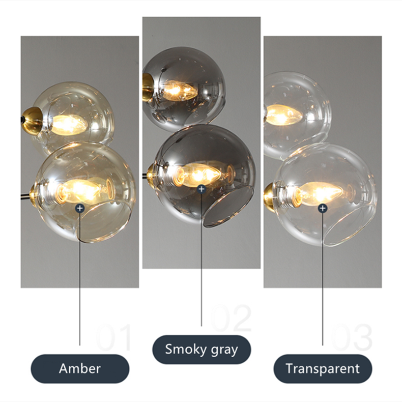 Modern Chandelier Nordic Style LED Glass Ball Cover Lighting Furniture