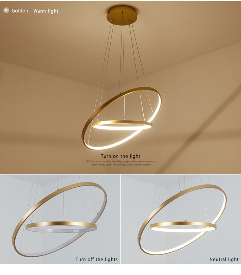 Modern Chandelier Tiers Ring Circles LED Pendant Lights