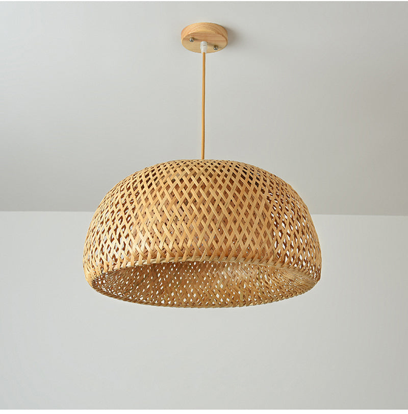 Bamboo Wicker Rattan Dome Lampshade Hand-Woven Home Decor