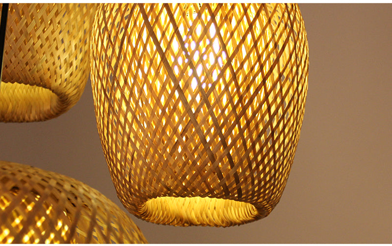 Bamboo Wicker Rattan Dome Lampshade Hand-Woven Decorative Lighting