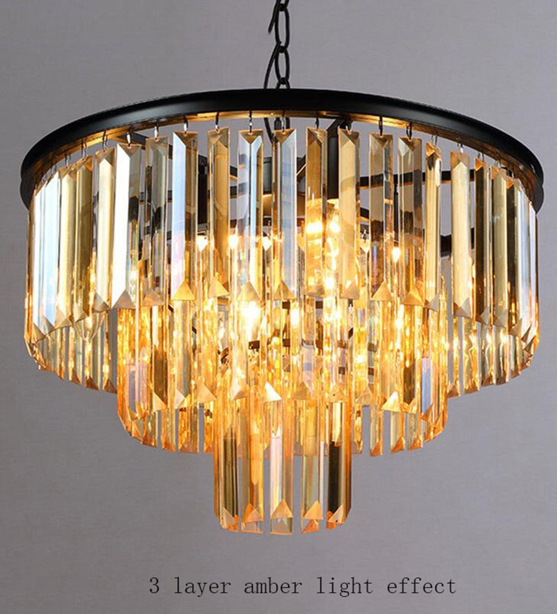 Modern Crystal Chandeliers Round Tiered Luxury Chandelier For Hotel Lobby Living Room
