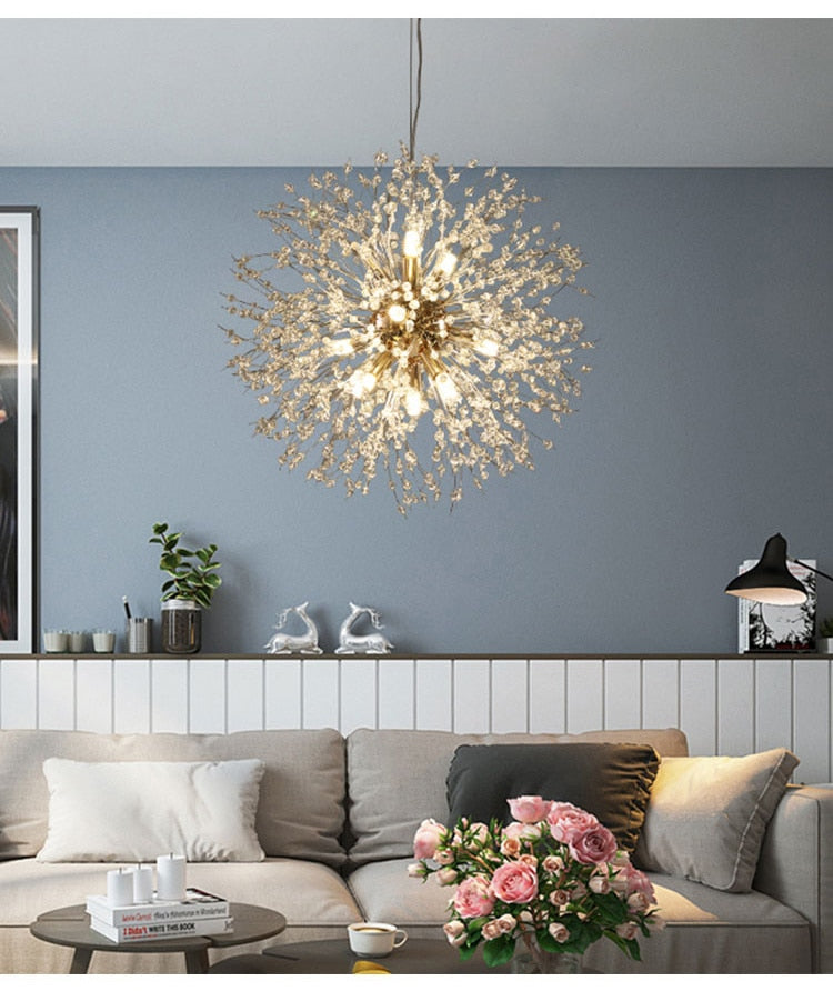 Modern Crystal Chandelier Dandelion Shape LED Pendant Lighting