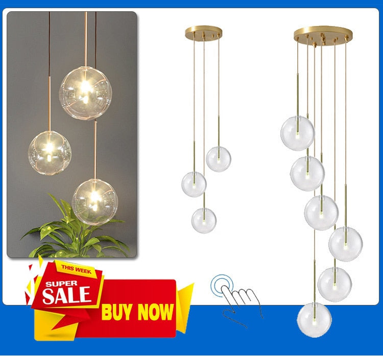 Nordic Clear Glass Bubble LED Pendant Lighting